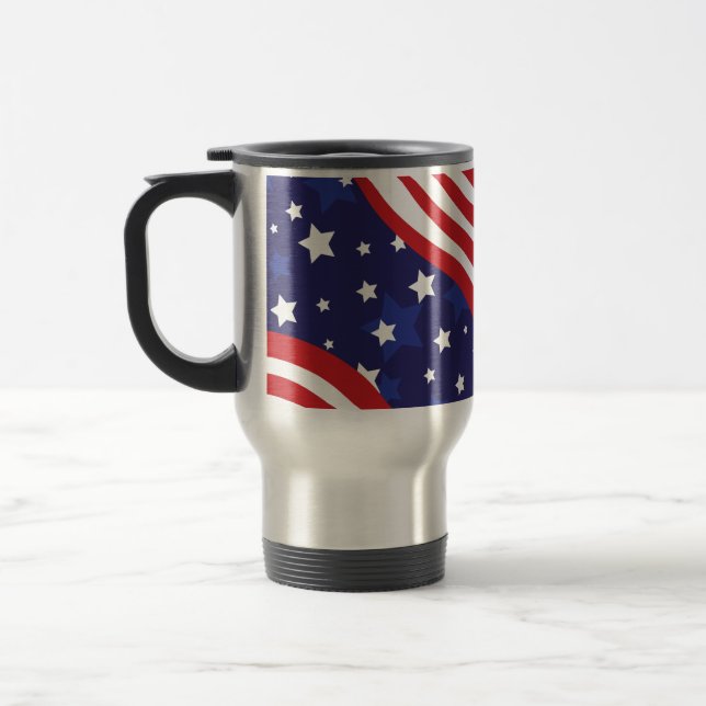 Mug De Voyage Les étoiles et les bandes flottent (Gauche)