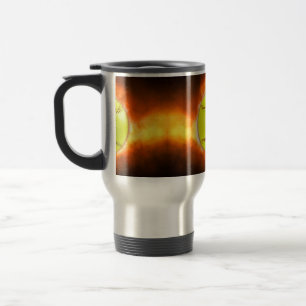 Mug De Voyage Les flammes de balle rapide de softball jaune de S