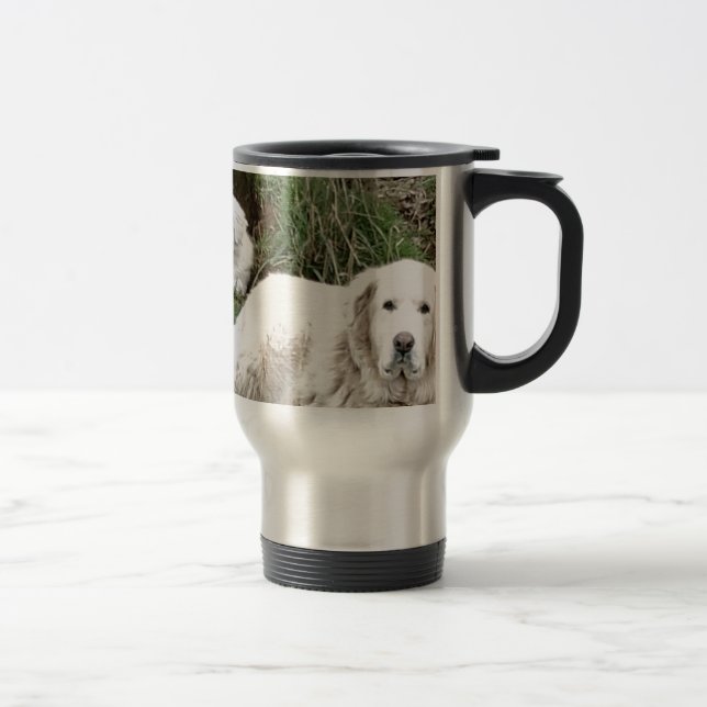 Mug De Voyage Les Grands Pyrénées poursuivent et chiot (Droit)