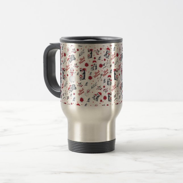 Mug De Voyage Les Meilleurs Pingouins de Noël (Devant gauche)