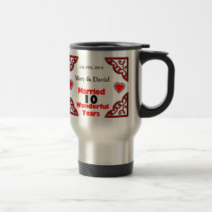 Mug De Voyage Les noms noirs rouges de coeurs et datent
