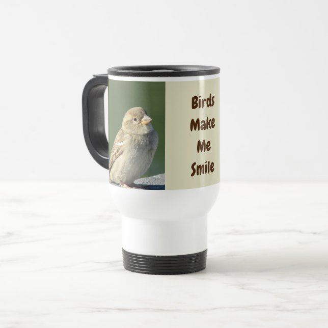 Mug De Voyage Les oiseaux me font sourire Maison Sparrow Nature (Devant gauche)