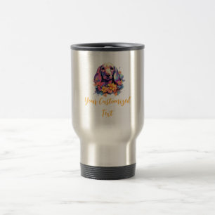 Mug De Voyage Les teintes de fleurs autour de Dachshund Charme