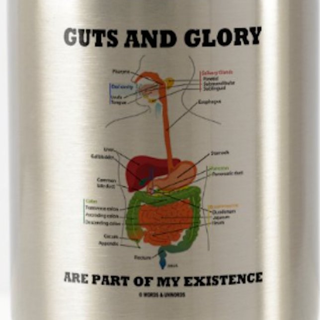 Mug De Voyage Les Traces Et La Gloire Font Partie De Mon Existen (Mug featuring digestive system for anyone believing that "Guts And Glory Are Part Of My Existence")