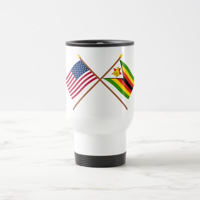 Mug De Voyage Les USA et drapeaux croisés par Zimbabwe (Centre)