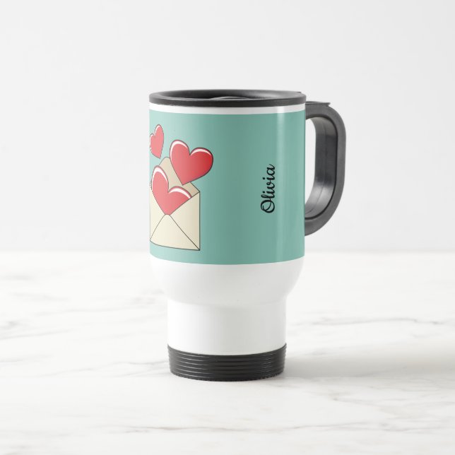Mug De Voyage Lettre d'amour | Ajouter votre texte (Devant droit)