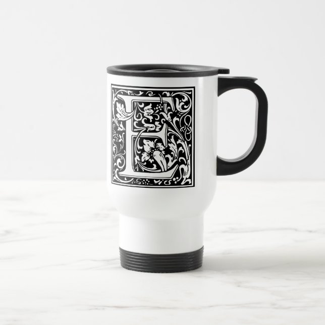 Mug De Voyage Lettre E Monogramme médiéval Art Nouveau (Droite)