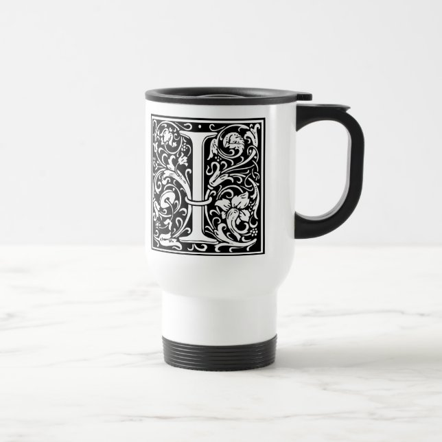 Mug De Voyage Lettre I Monogramme médiéval Art Nouveau (Droite)