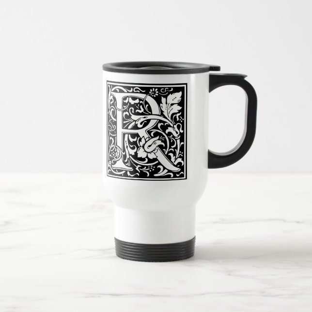 Mug De Voyage Lettre R Monogramme médiéval Art Nouveau (Droite)