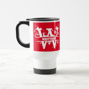 Mug De Voyage Lettre W Noël Monogramme Nom initial Rouge