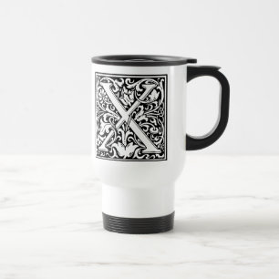 Mug De Voyage Lettre X Monogramme médiéval Art Nouveau