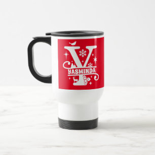 Mug De Voyage Lettre Y Noël Monogramme Nom initial Rouge