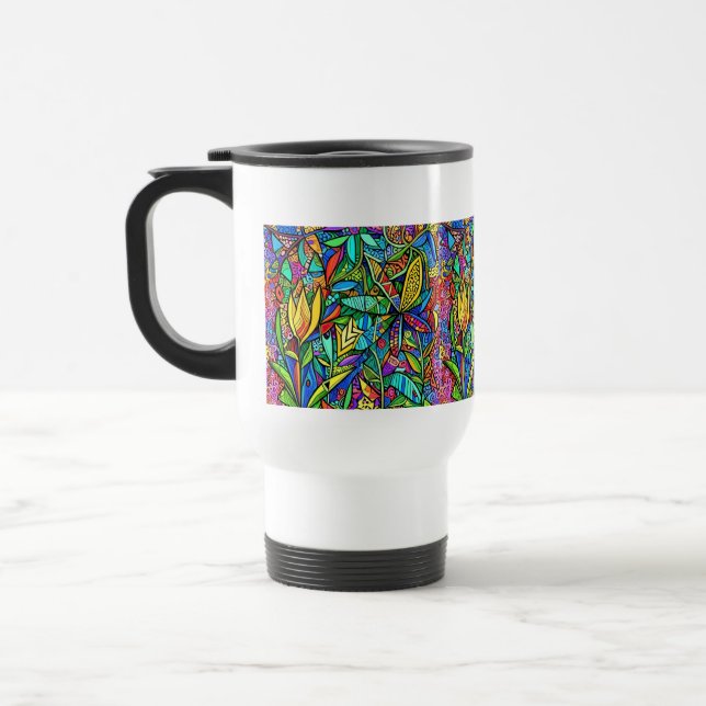 Mug De Voyage Leuchtende dekorative Blumen (Gauche)