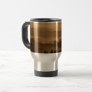 Mug De Voyage Lever De Soleil Sur Le Paysage De Misty Rolling Hi