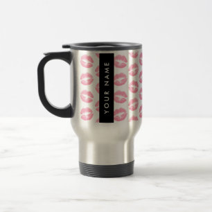 Mug De Voyage Lèvres Roses, Baiser, Baguette à lèvres, Votre Nom