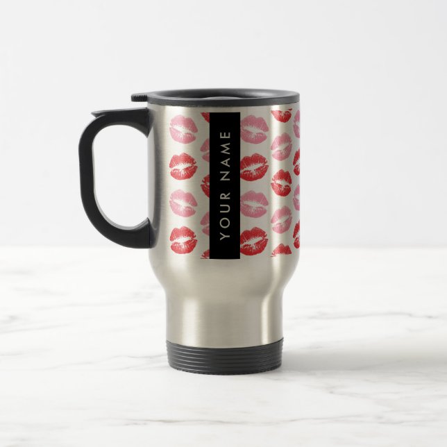 Mug De Voyage Lèvres Rouges, Lèvres Roses, Baiser, Votre Nom, Pe (Gauche)