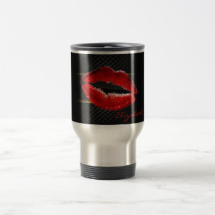 Mug De Voyage Lèvres rouges pailletées de style moderne, personn