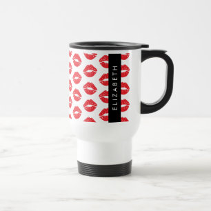 Mug De Voyage Lèvres Rouges, Rouge, Motif Des Lèvres, Votre Nom