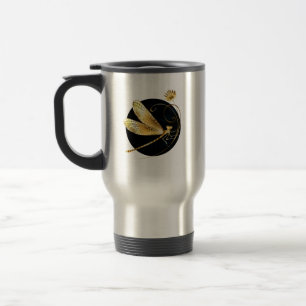 Mug De Voyage libellule d'or en cercle noir