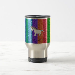 Mug De Voyage Licorne avec des rayures de parties scintillantes