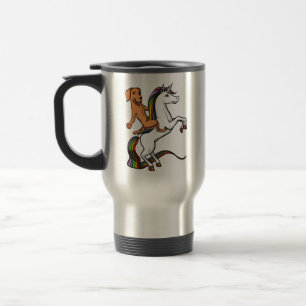 Mug De Voyage Licorne drôle d'équitation de chien de labrador