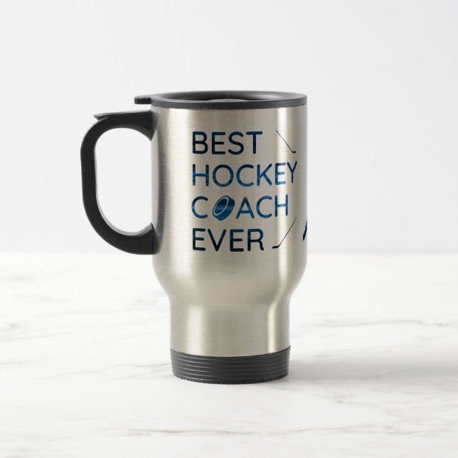 Mug De Voyage Ligne bleue - Meilleur entraîneur de hockey (Gauche)