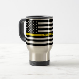 Mug De Voyage Ligne jaune mince monogramme de drapeau