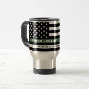 Mug De Voyage Ligne verte mince personnalisée USA Drapeau Milita