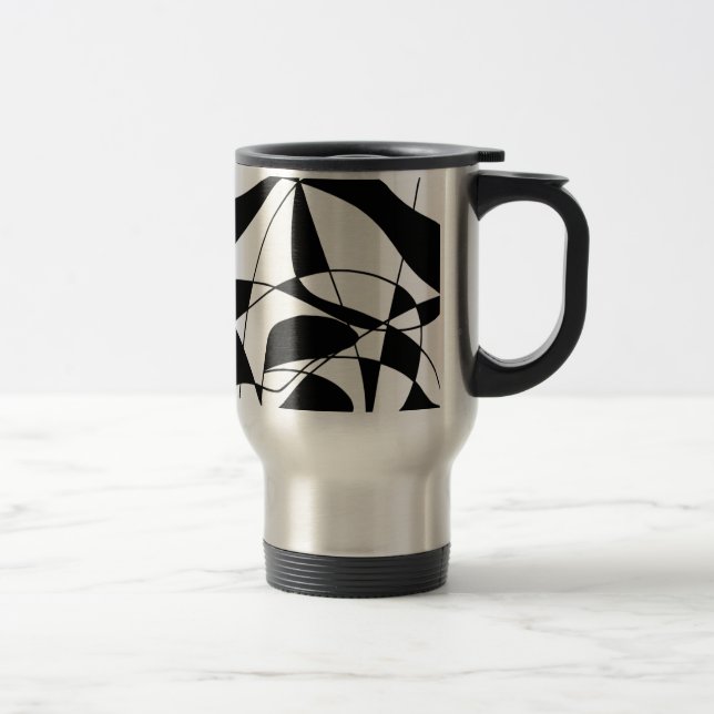 Mug De Voyage Lignes noires et blanches, motif d'impression coul (Droit)