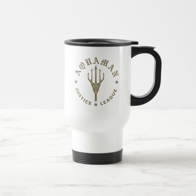 Mug De Voyage Ligue de Justice | Aquaman Retro Trident Emblem (Droite)
