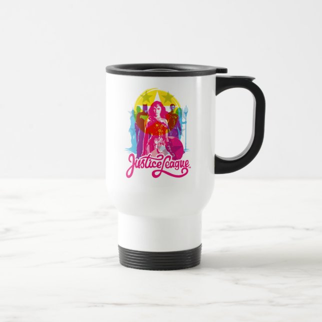 Mug De Voyage Ligue de Justice | Retro Group & Logo Pop Art (Droite)