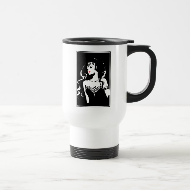 Mug De Voyage Ligue de Justice | Wonder Woman Noir Pop Art (Droite)