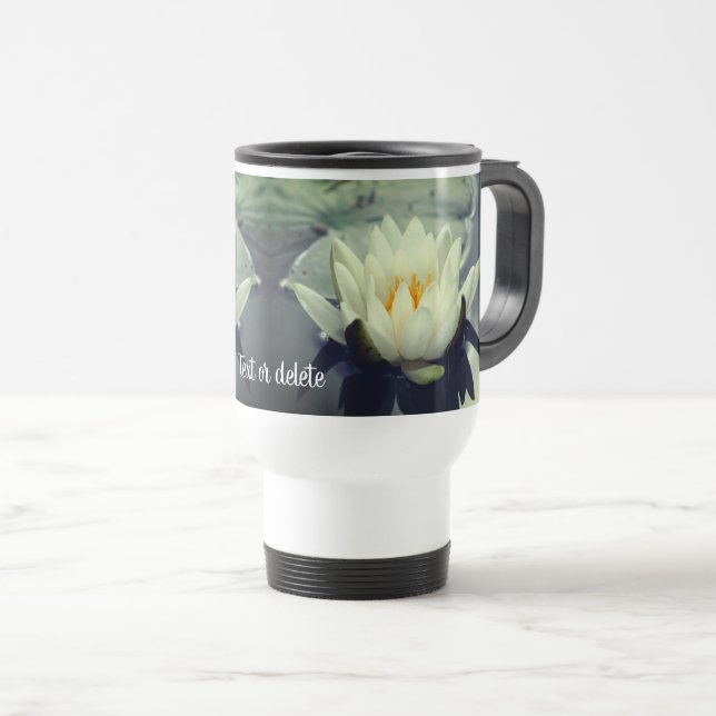 Mug De Voyage Lily Lotus d'eau blanche Personnalisé (Devant droit)