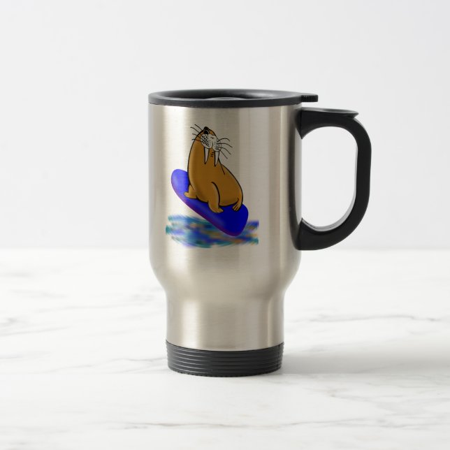Mug De Voyage L'imbécile le morse va surfer (Droit)