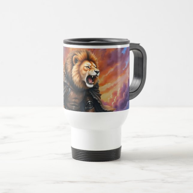 Mug De Voyage Lion Cyber des Terres Désolées  (Devant droit)