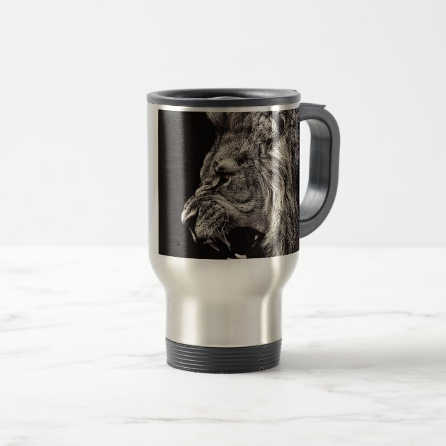 Mug De Voyage Lion homme en colère (Devant droit)