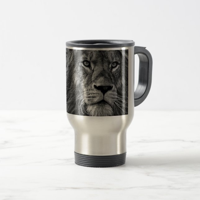Mug De Voyage Lion noir et blanc (Devant droit)