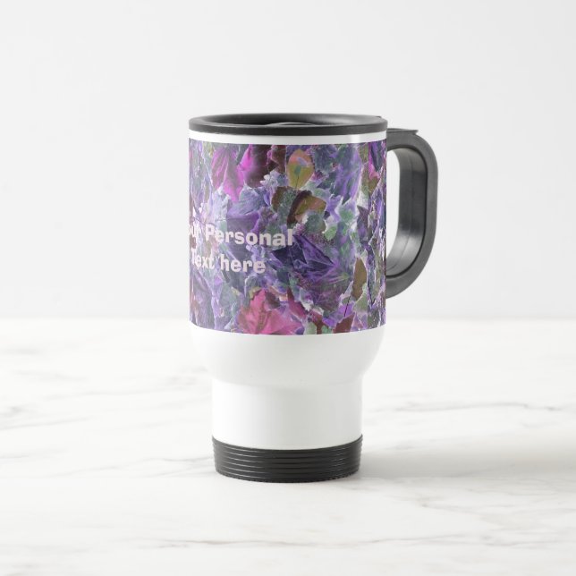 Mug De Voyage Liquide Abstrait Motif feuille violet (Devant droit)