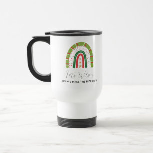 Mug De Voyage Liste de Noël des enseignants arc-en-ciel