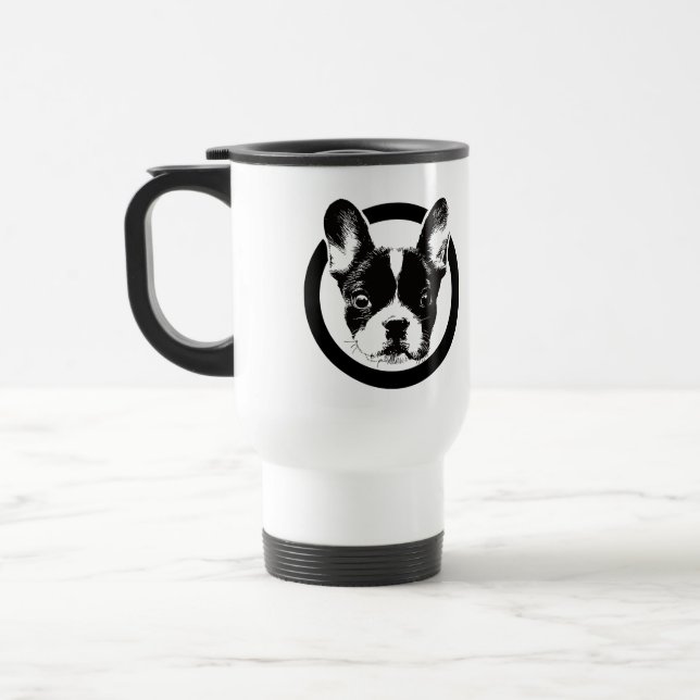 Mug De Voyage Logo mignon de bouledogue français (Gauche)