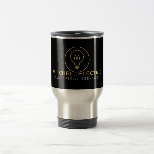Mug De Voyage LOGO MONOGRAMME AMPoule SUR FOND NOIR pour ÉLECTRI (Centre)
