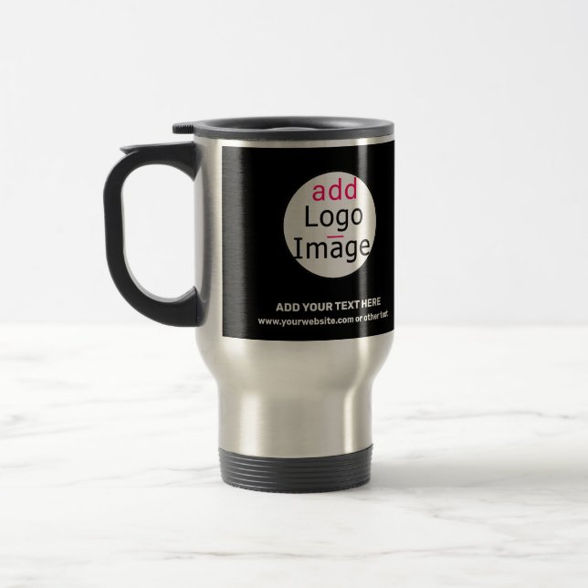 Mug De Voyage Logo personnalisé professionnel tendance noir (Gauche)