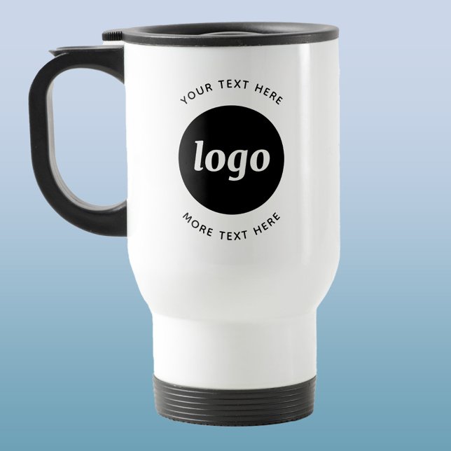 Mug De Voyage Logo Simple Avec Texte Commercial (Simple logo with text promotional business travel mug)