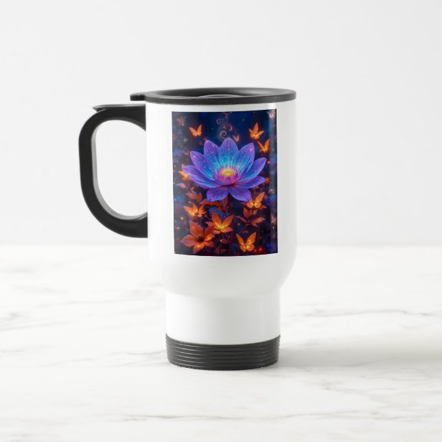 Mug De Voyage Lotus bleu clair et violet (Gauche)