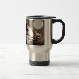 Mug De Voyage Loup et lune de sépia