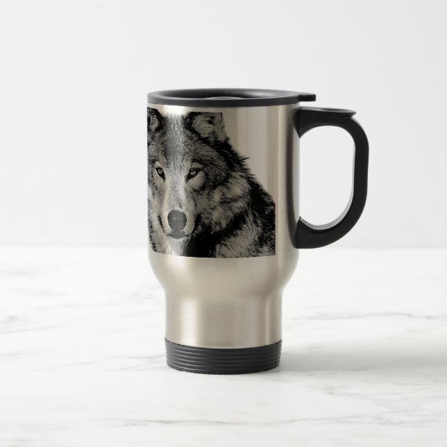 Mug De Voyage Loup noir et blanc (Droit)