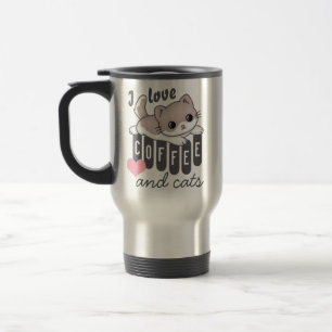 Mug De Voyage Love Coffee and Cats Cute