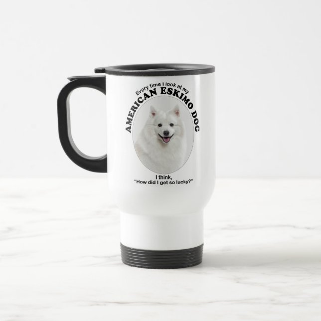 Mug De Voyage Lucky American Eskimo Chien (Gauche)