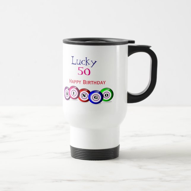 Mug De Voyage Lucky Nombre Bingo Thème Anniversaire Design (Droite)