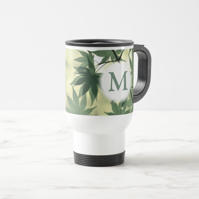Mug De Voyage Lumière du soleil à travers le monogramme de la na (Devant droit)